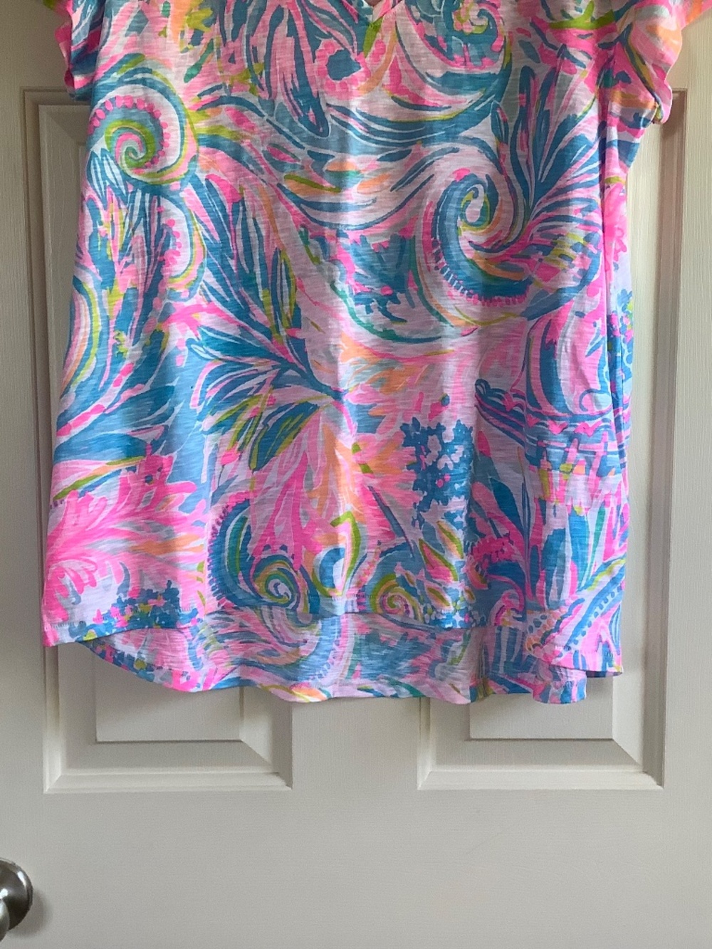 LILLY PULITZER Etta V-Neck Top Carnival Coral SZ XXL - Picture 3 of 12